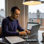 Irish investor managing crypto at kitchen table