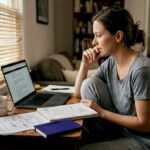 Woman starting crypto investing at home desk