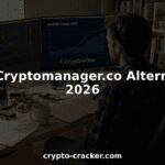 Man reviewing crypto dashboards at cluttered home office desk