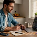 Man reviewing fintech crypto trading charts