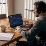 Crypto trader reviewing charts at home workspace