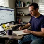 Investor reviewing crypto strategies at desk